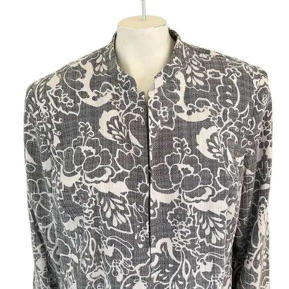 KAREN SCOTT Long Sleeve Floral Blazer Jacket in Blue & White  SZ 2X - Picture 2 of 9